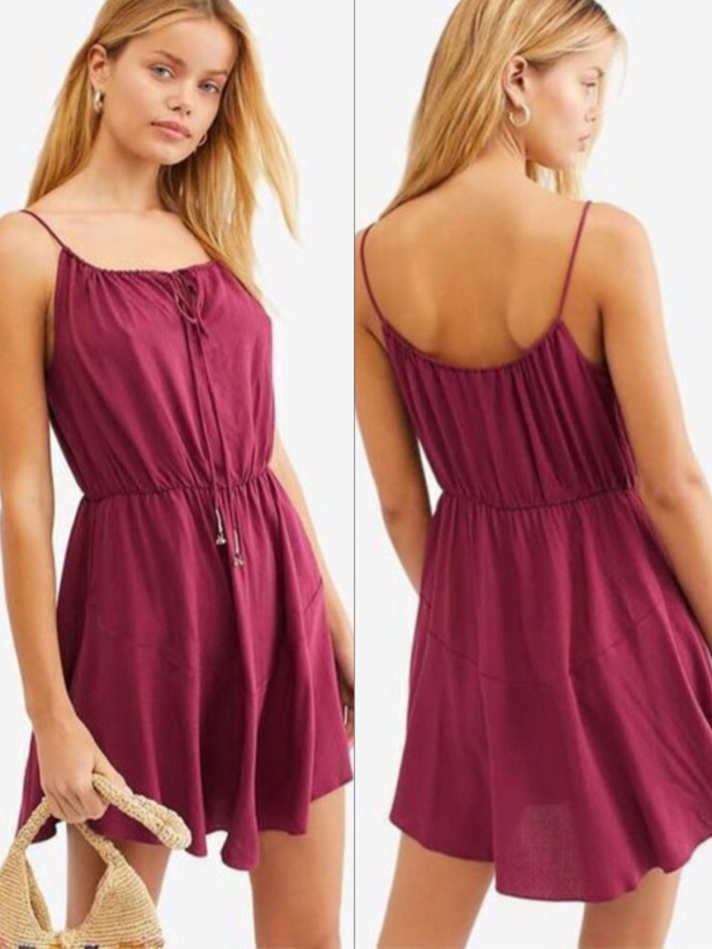 Free People Intimately Shake It Up Maroon Burgundy Dress in Small